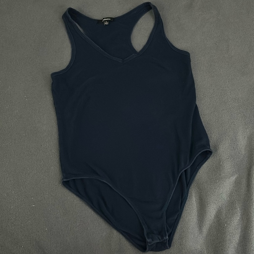 Ambiance size large soft dark Blue Racerback Bodysuit